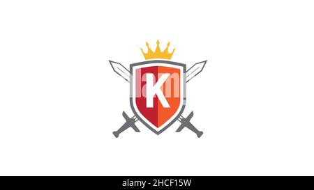 Kreatives Schild Schwerter Kronen-Logo Vektordesign Stock Vektor