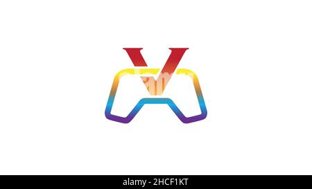 Kreativer abstrakter Game-Controller V alphabetisches Logo Vektorsymbol Stock Vektor