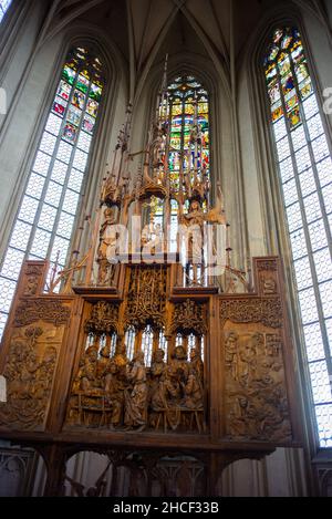 Rothenburg ob der Tauber, Deutschland : St. Jakob-Kirche: Riemenschneider Altar, oder Heiliger Blutaltar, geschnitzt von Tilman Riemenschneider Stockfoto