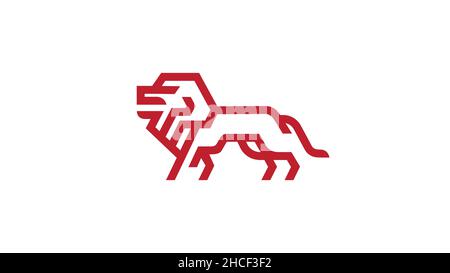 Kreativer abstrakter roter Löwe-Logo-Vektor Stock Vektor