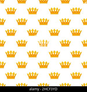 Goldenes königliches Kronenmuster im Retro-Stil auf weißem Hintergrund. Nahtlose Vektorstruktur. Retro-Design im Vintage-Stil. Stock Vektor