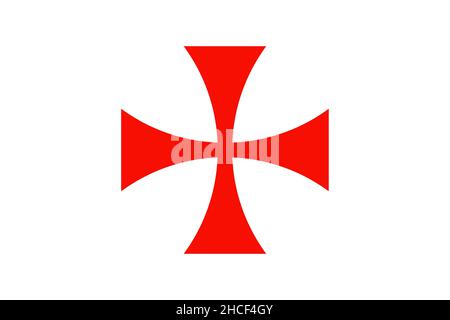 Templerkreuz. Patea Kreuz rotes Symbol des Templerordens. Geistlicher Ritterordens, der 1119 im Heiligen Land gegründet wurde. Vektor isoliert auf whit Stock Vektor