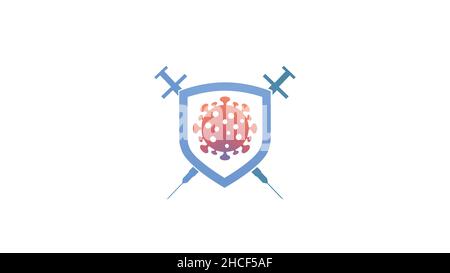 Kreatives Covid-19 Coronavirus-Abschirmung Logo Vektorsymbol Stock Vektor