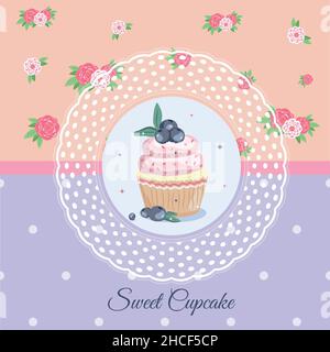 Vintage Karte mit cupcake Stock Vektor