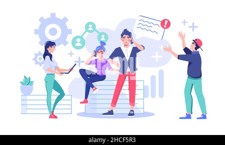 Benutzer eines digitalen Geräts mit Laptop, Mobiltelefon und Online-Chat Stock Vektor