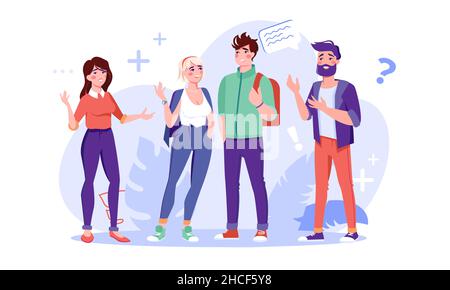 Verschiedene Menschen reden, denken, ein nettes Gespräch führen Stock Vektor