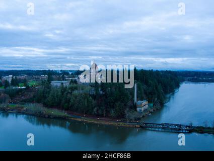 Das Olympia, Washington Capital Building bei Sonnenuntergang im Dezember Stockfoto