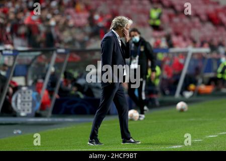 Lissabon, Portugal. 28th Dez 2021. (BILD DER DATEI) SL Benfica hat Cheftrainer Jorge Jesus in einer Reihe schlechter Ergebnisse entlassen und berichtet, dass einige der besten Spieler von teamÃs Risse bekommen haben, teilte der Club heute am 28. Dezember 2021 in Lissabon, Portugal, mit. (Bild: © Pedro Fiuza/ZUMA Press Wire) Stockfoto