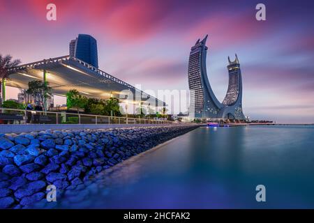 Neu Erbaues Katara Tower Gebäude In Lusail Marina Stockfoto