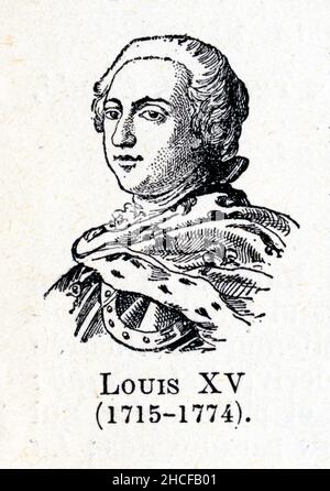 Louis XV, dit le « Bien-Aimé », né le 15 février 1710 à Versailles où il est mort le 10 Mai 1774, est un roi de France et de Navarre. Membre de la Mai Stockfoto