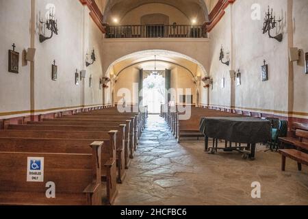 Die leere Kapelle der Mission San Jose Stockfoto