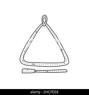 Handgezeichnetes musikalisches Triangle-Symbol im Doodle-Stil. Cartoon musikalische Dreieck Vektor-Symbol für Web-Design isoliert auf weißem Hintergrund Stock Vektor