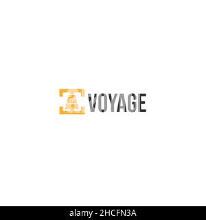 Minimalistisches schlichtes Design Voyage Flagge Logo Design Stock Vektor