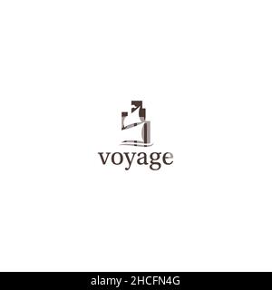 Minimalistisches schlichtes Design Voyage Flagge Logo Design Stock Vektor