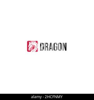 Modernes flaches buntes Drachen-Animation-Logo-Design Stock Vektor