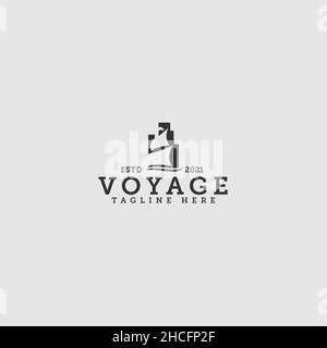 Minimalistisches schlichtes Design Voyage Flagge Logo Design Stock Vektor