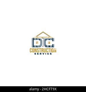 Flat Initial DC Constructions Service Logo Design Stock Vektor
