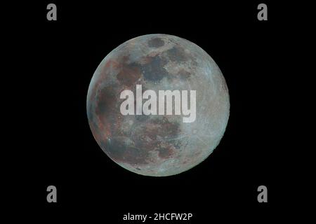 Vollmond durch ein Teleskop Stockfoto