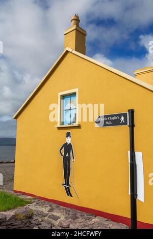 Wandbild von Charlie Chaplin, Waterville Town, County Kerry, Irland Stockfoto