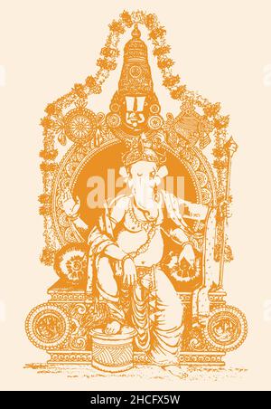 Eine Skizze Skizze Darstellung von gott Herr Shiva auf dem Thron mit einem hellen Hintergrund Stockfoto