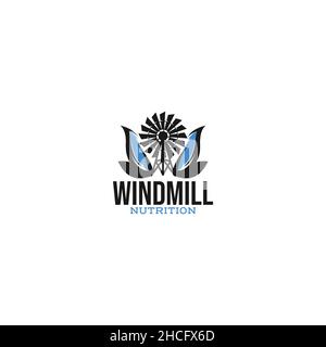 Modernes Design Windmill Nutrition Logo-Design Stock Vektor