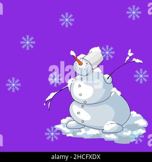Handgezeichneter Schneemann und Schneeflocken für die Jahreskarte 1 Stock Vektor