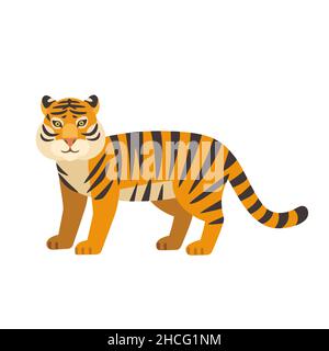Niedliche wilde Tiger isoliert auf weißem Hintergrund. Vektorgrafik. Stock Vektor