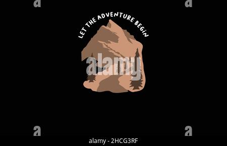 Lassen Sie das Abenteuer beginnen lügen Mann Camping Monogramm Text Vektor Vorlage Stock Vektor