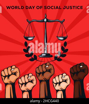 vector Design Welttag der sozialen Gerechtigkeit Stock Vektor