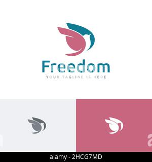Fliegende Flügel Vogel Natur Frieden Freiheit Negative Raum Logo Stock Vektor