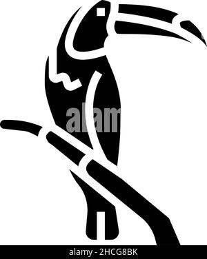 toucan Vogel im Zoo Glyphe Symbol Vektor Illustration Stock Vektor