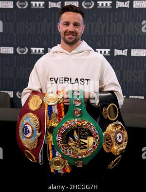 Datei-Foto vom 22-06-2021 von Boxer Josh Taylor, der unbestrittener Leichtgewichtsmeister ist. Die Pandemie hat den Sport auch 2021 weiter beeinträchtigt, aber es gab immer noch eine Reihe bemerkenswerter Erfolge von schottischen Teams und Einzelpersonen. Hier wirft die PA-Nachrichtenagentur einen Blick auf 12 Erfolgsgeschichten aus der ganzen Sportwelt. Ausgabedatum: Mittwoch, 29. Dezember 2021. Stockfoto