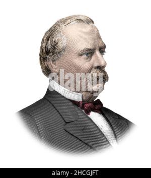 Grover Cleveland Portrait isoliert auf weißem Hintergrund Stockfoto