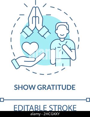 Symbol für das türkisfarbene Konzept „Dankbarkeit zeigen“ Stock Vektor