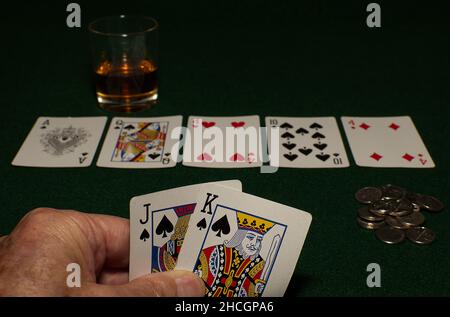 Diese schwer fassbare Pokerhand Stockfoto