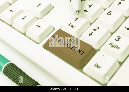 Textüberschriften sind konsistent. Wort auf Uniform geschrieben dauerhaft fest unveränderlich auch unveränderlich Rapport Typing Product Ingredients Stockfoto