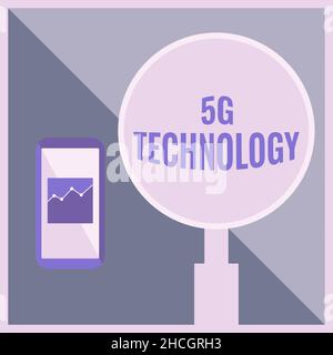 Konzeptionelle Darstellung 5G Technologie. Überblick über das Unternehmen Highspeed-mobiles Internet, drahtlose Netzwerke der neuen Generation Illustration von Active Stockfoto