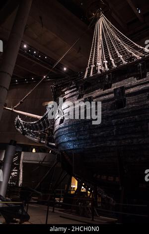 Die Vasa, das schwedische Kriegsschiff aus dem 17.. Jahrhundert in Stockholm Stockfoto