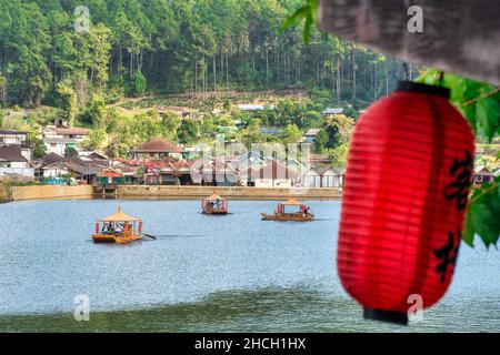 Foto während einer Motorradtour von Mae Hong Son nach Ban Rak Thai im Norden Thailands nahe der burmesischen Grenze Stockfoto