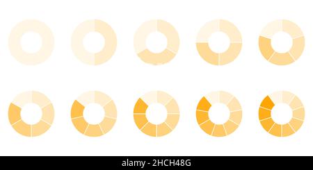 Symbolsatz für Segmentkreisdiagramm 1-10 Stock Vektor