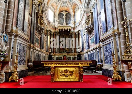 Altarbereich, Deckengewölbe der Kathedrale Basilica SE Catedral de Nossa Senhora da Asssuncao, Evora, UNESCO-Weltkulturerbe, Alentejo, Portugal Stockfoto