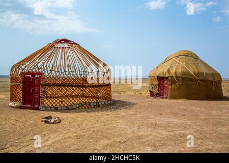 Jurten, traditionelles Zelt der Nomaden in Zentralasien, Usbekistan, Usbekistan Stockfoto