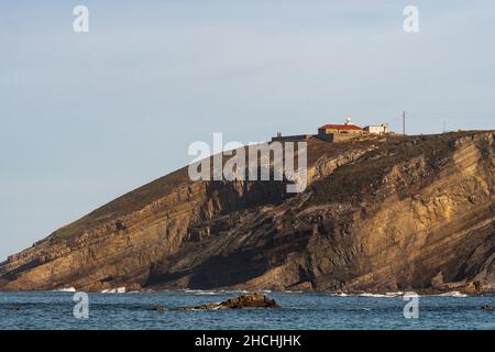 Landschaft des Strandes von Cabo Vidio an der asturischen Küste, Cudillero Stockfoto