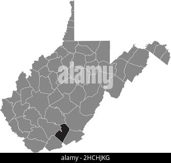 Schwarz markierte Lagekarte des Summers County in grauer Verwaltungskarte des Bundesstaates West Virginia, USA Stock Vektor