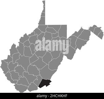 Schwarz markierte Lagekarte des Monroe County in grauer Verwaltungskarte des Bundesstaates West Virginia, USA Stock Vektor