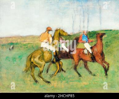 Jockeys und Rennpferde (ca. 1890–1895) Gemälde in hoher Auflösung von Edgar Degas. Stockfoto