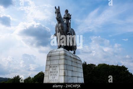 Statue von König Robert dem Bruce am Ort der Schlacht von Bannockburn, Schottland Stockfoto