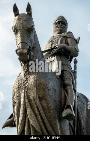 Statue von König Robert dem Bruce am Ort der Schlacht von Bannockburn, Schottland Stockfoto