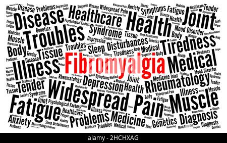 Fibromyalgie Wort Wolke Konzept Illustration Stockfoto