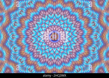 Digitale Kunst, 3D Illustration, Mandala Kaleidoskop abstrakter Hintergrund Stockfoto